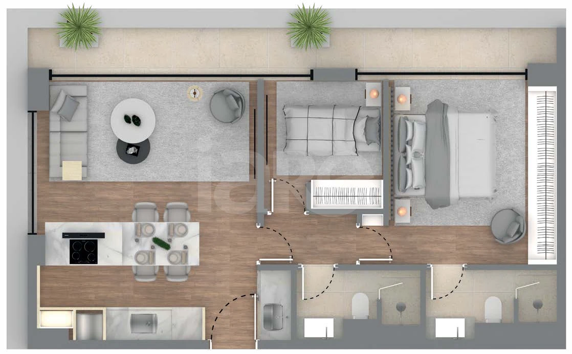 Planta — Apartamento 87,28 m²