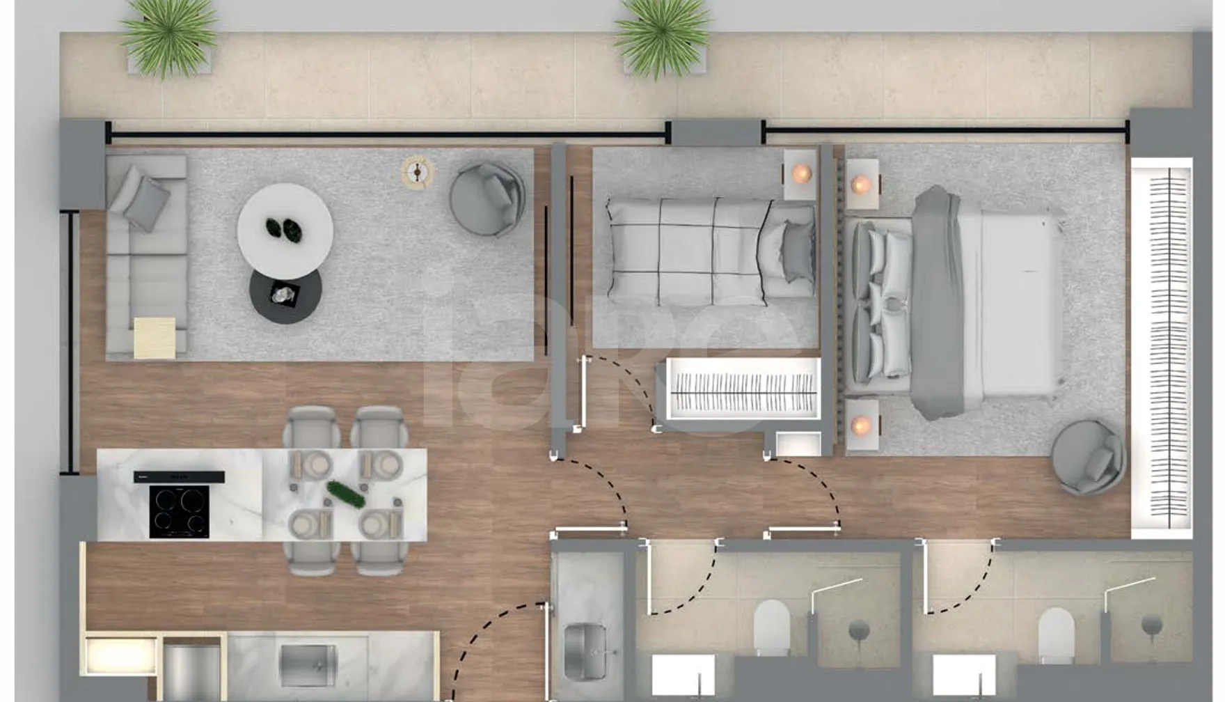 Planta — Apartamento 87,28 m²