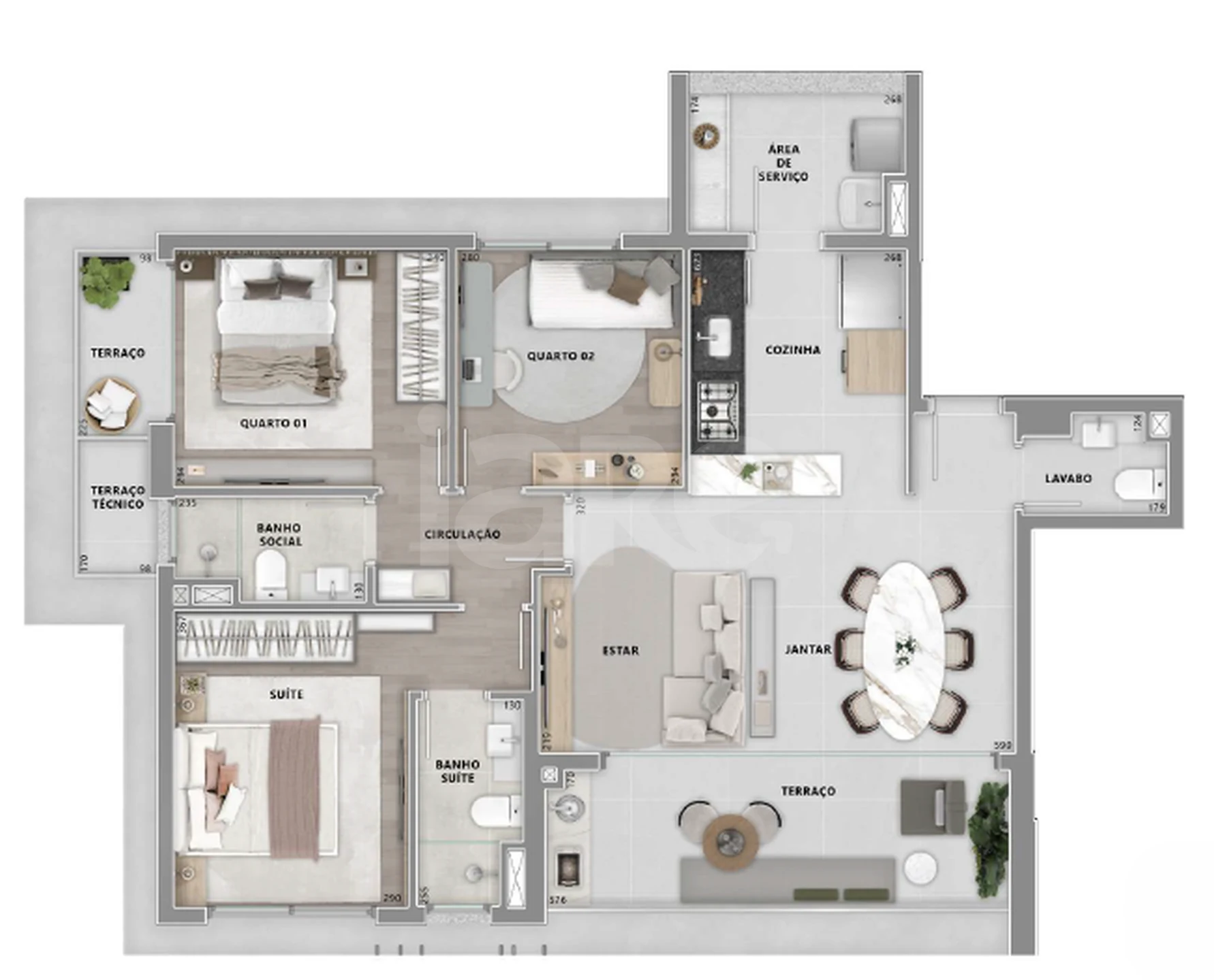 Planta — Apartamento 105,49 m²