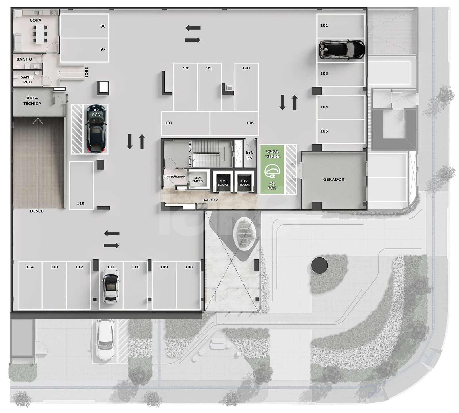 Planta — Pavimento garagem