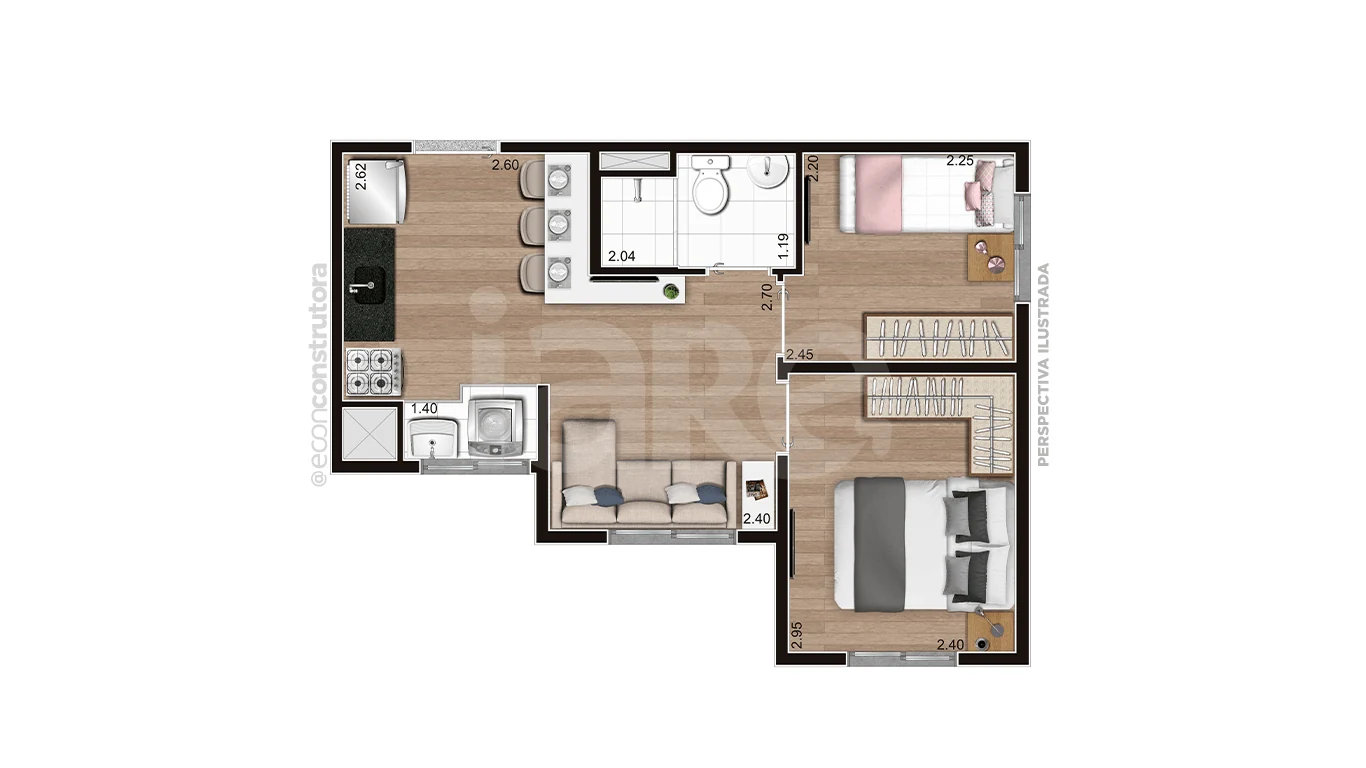 Planta — Apartamento 32,8 m²