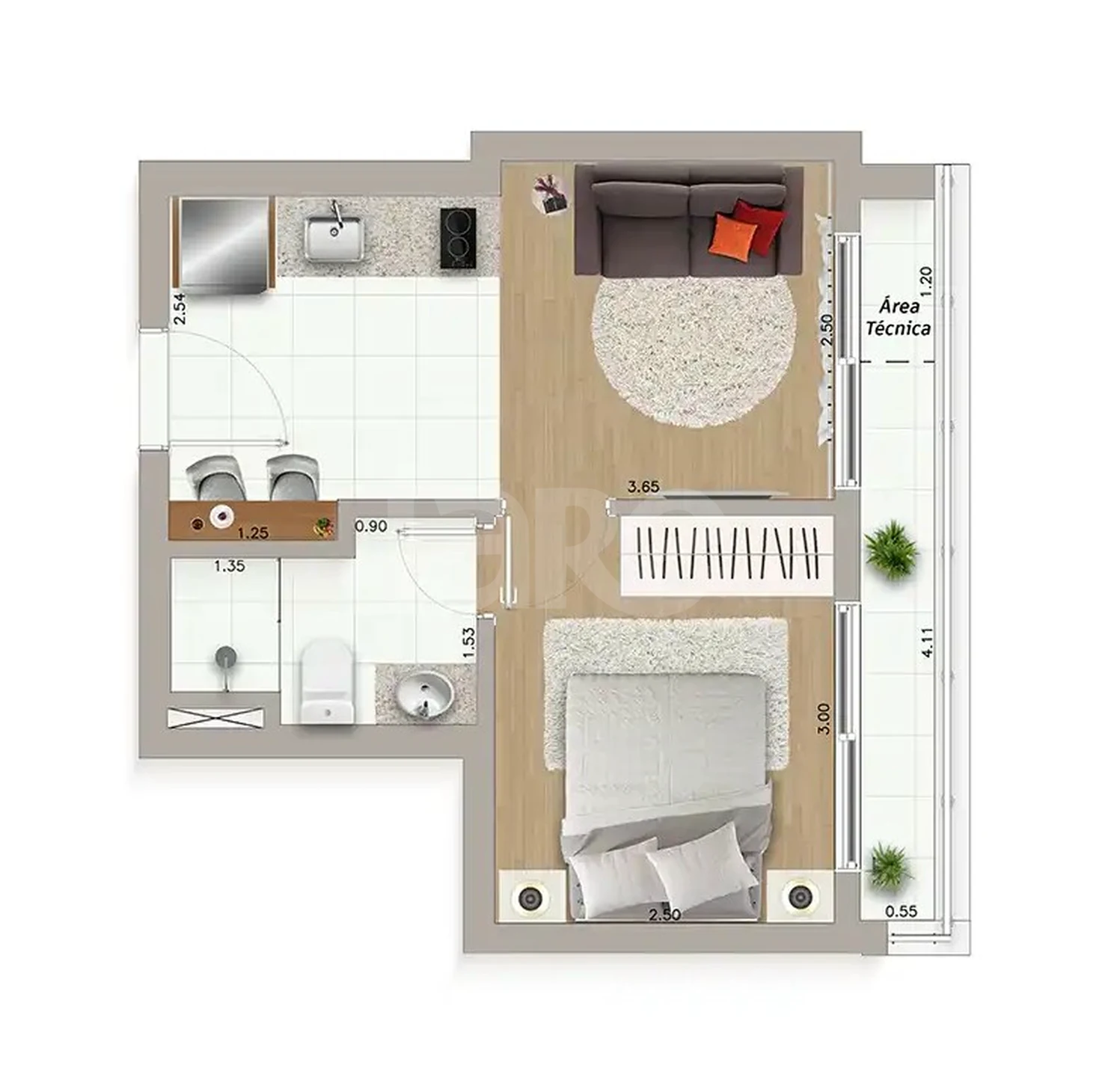 Planta — Apartamento 31,24 m²