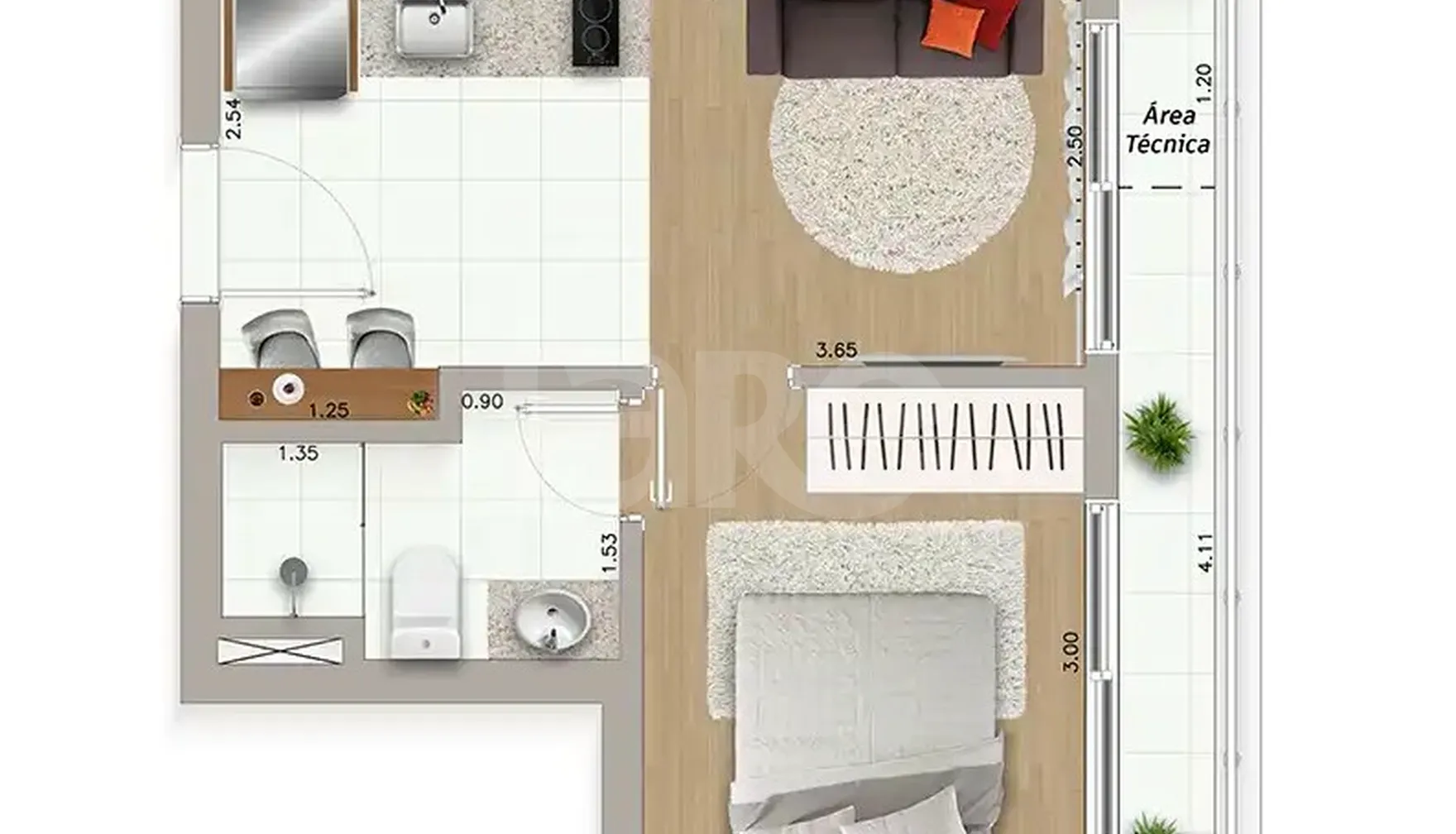 Planta — Apartamento 31,24 m²