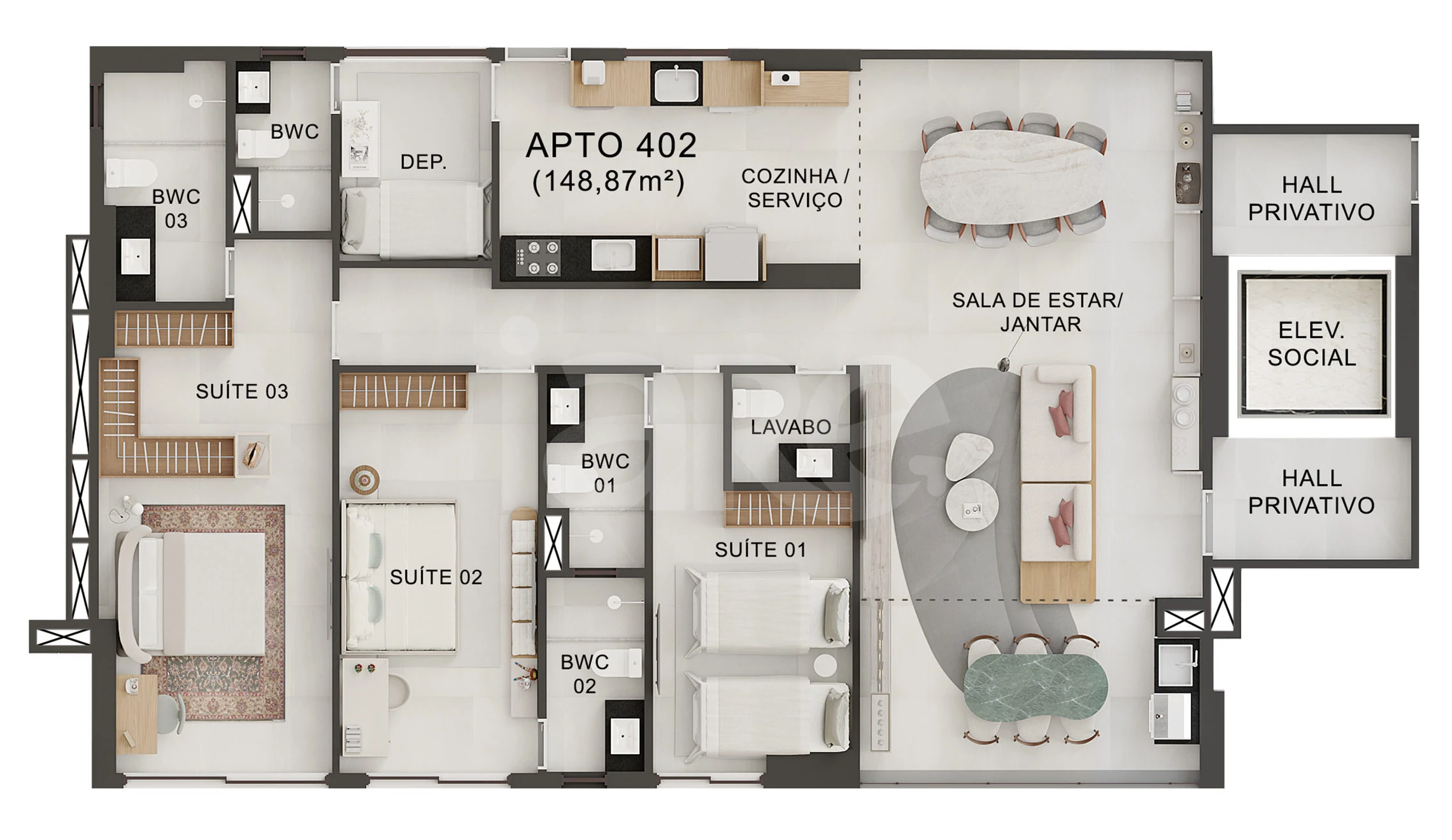 Planta — Apartamento 174,58 m²