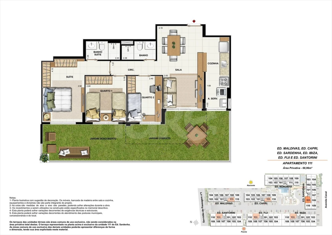 Planta — Apartamento 68,96 m²