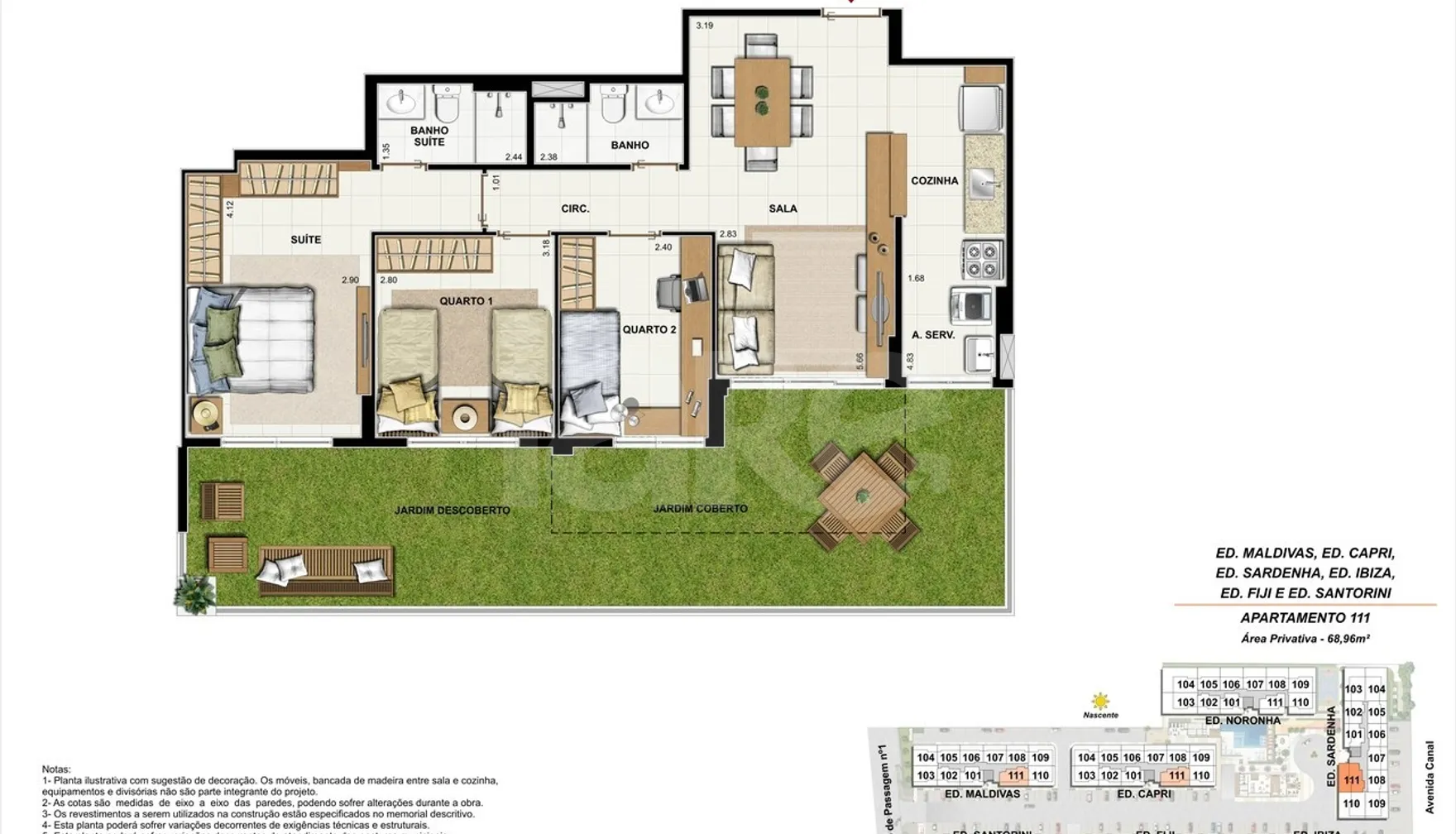 Planta — Apartamento 68,96 m²