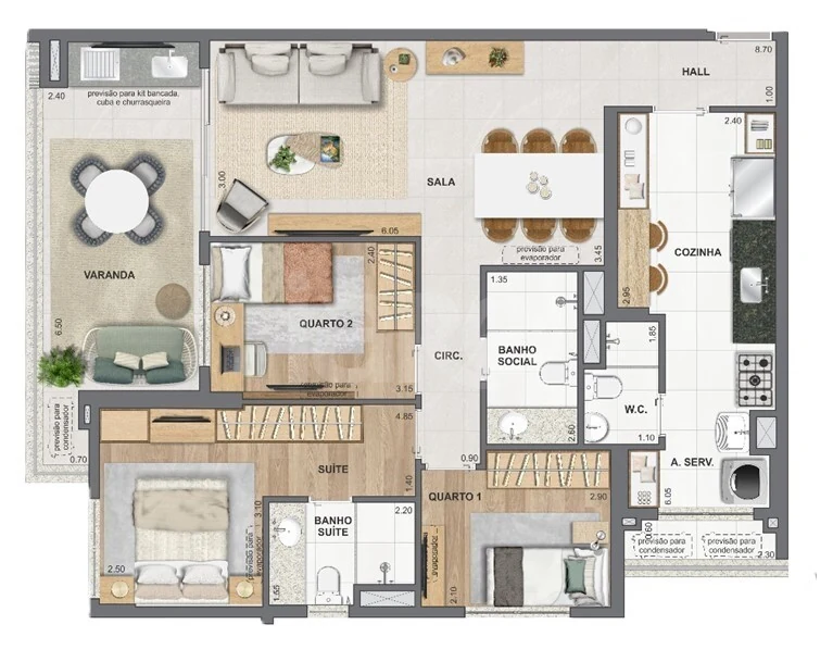 Planta — Apartamento 100,69 m²