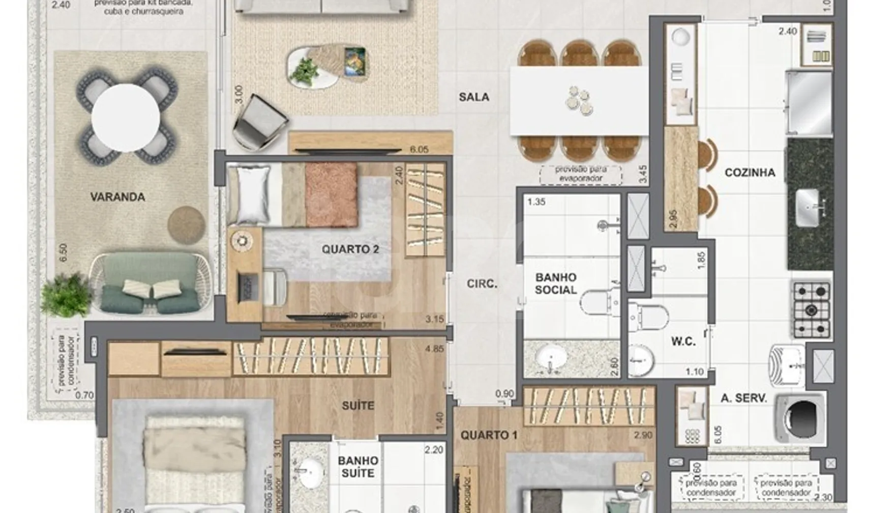 Planta — Apartamento 100,69 m²