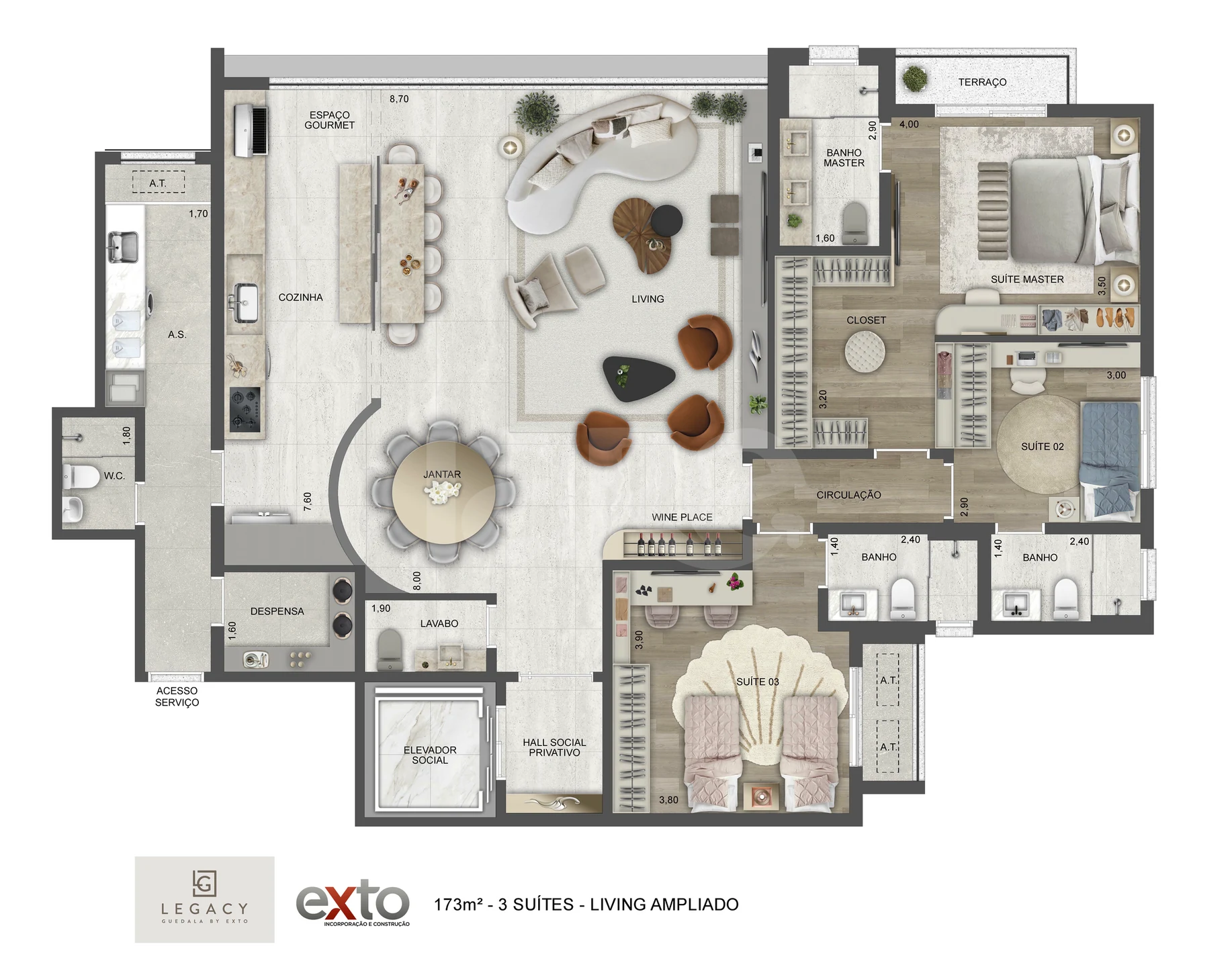 Planta — Apartamento 173,51 m²