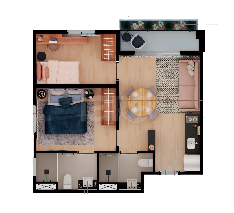 Planta — Apartamento 48,6 m²