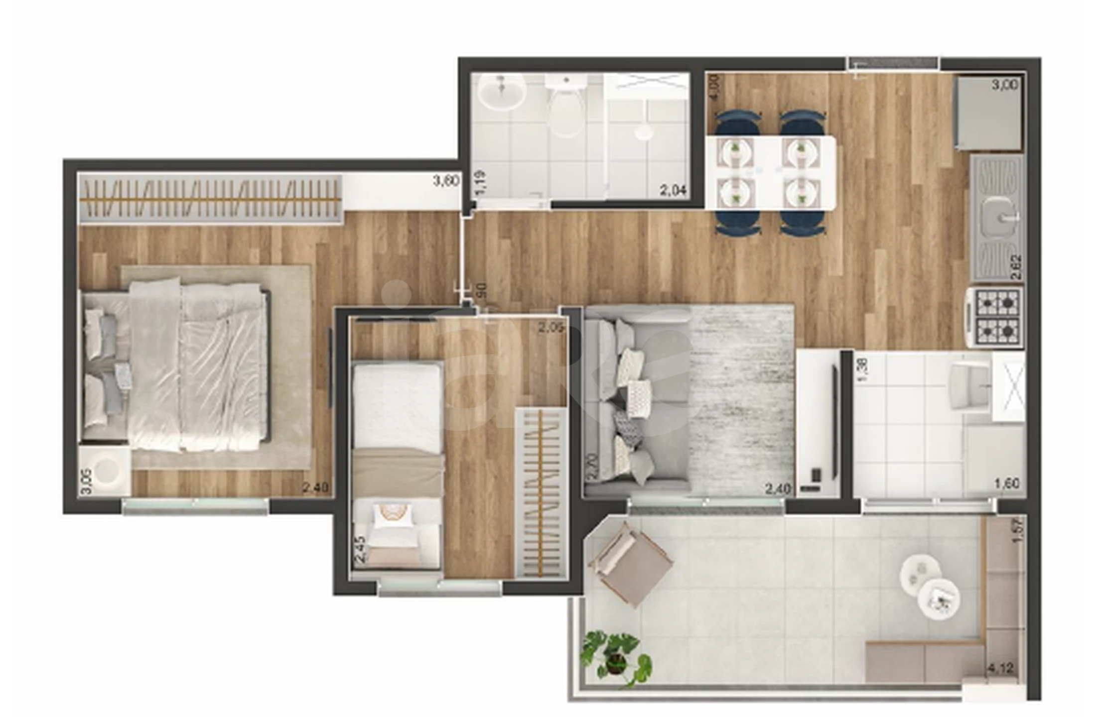 Planta — Apartamento 45,12 m²