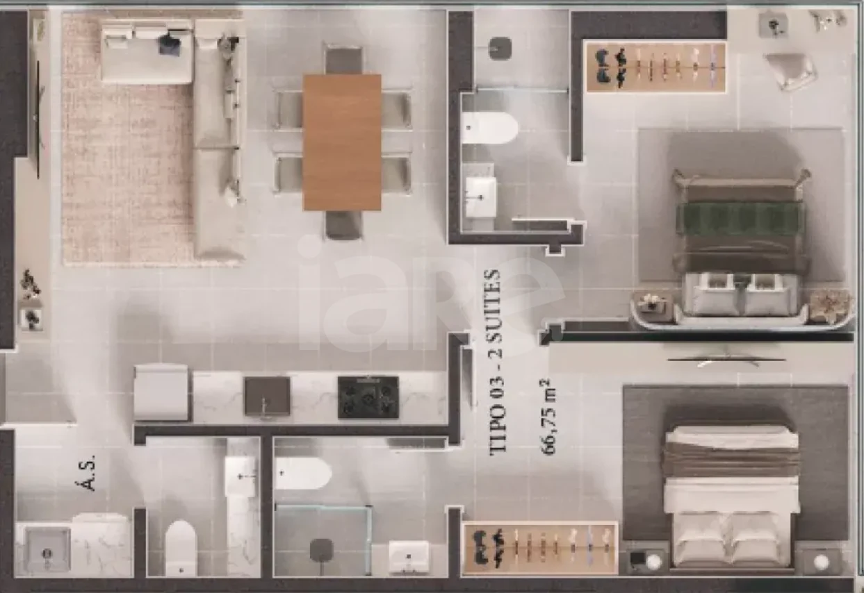 Planta — Apartamento 66,75 m²