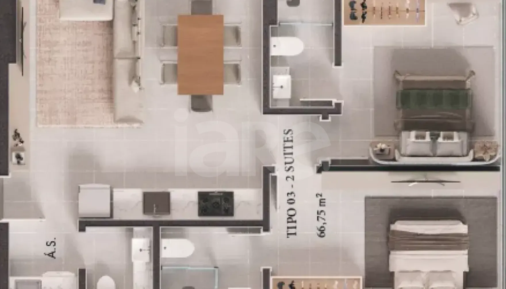 Planta — Apartamento 66,75 m²