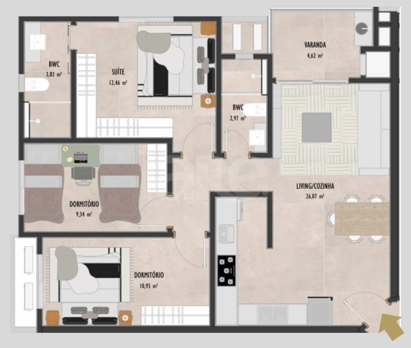 Planta — Apartamento 86,17 m²