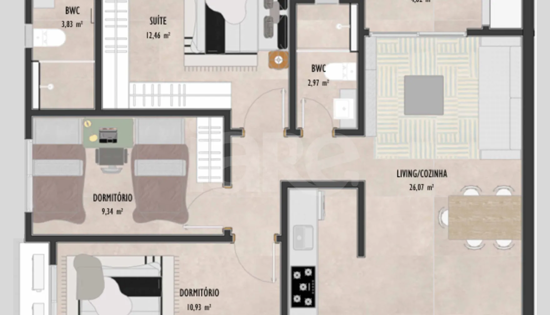 Planta — Apartamento 86,17 m²