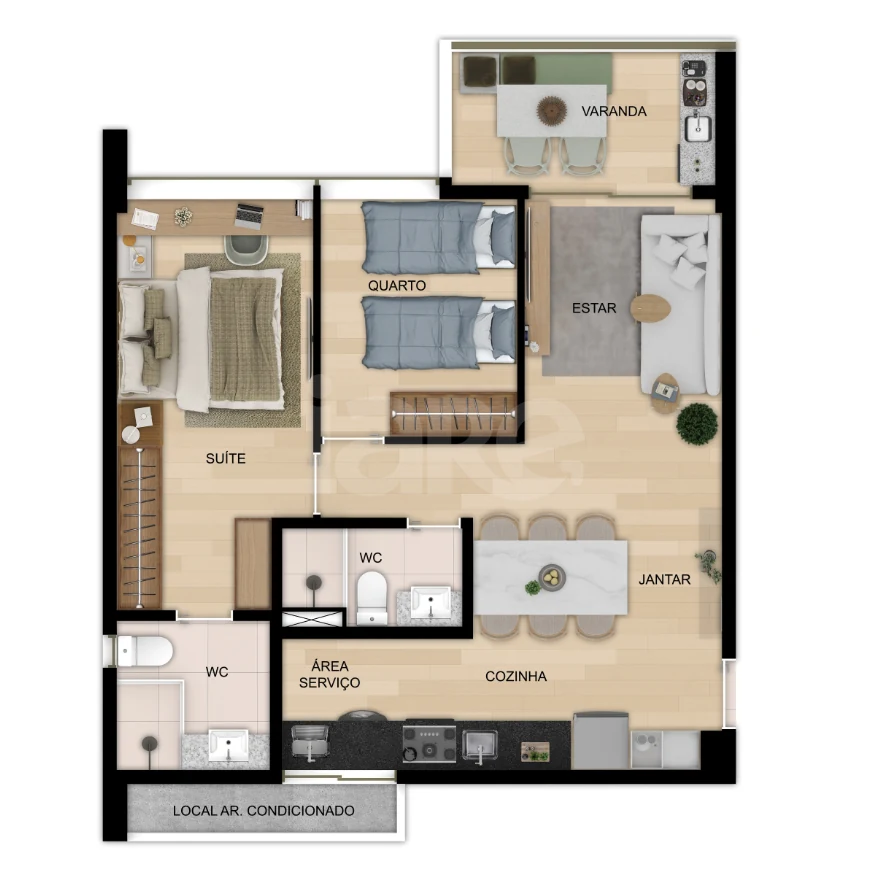 Planta — Apartamento 65,12 m²