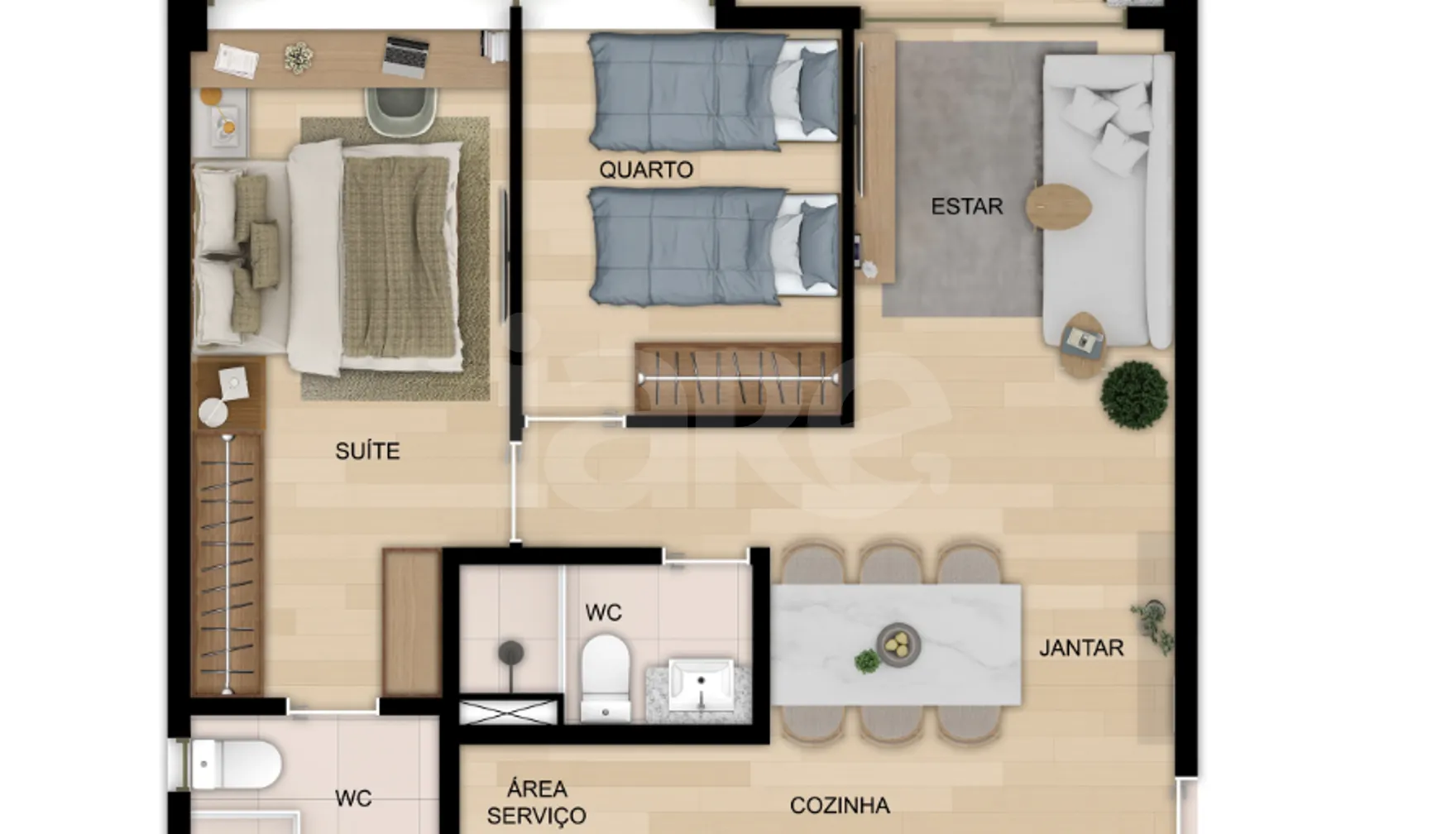 Planta — Apartamento 65,12 m²