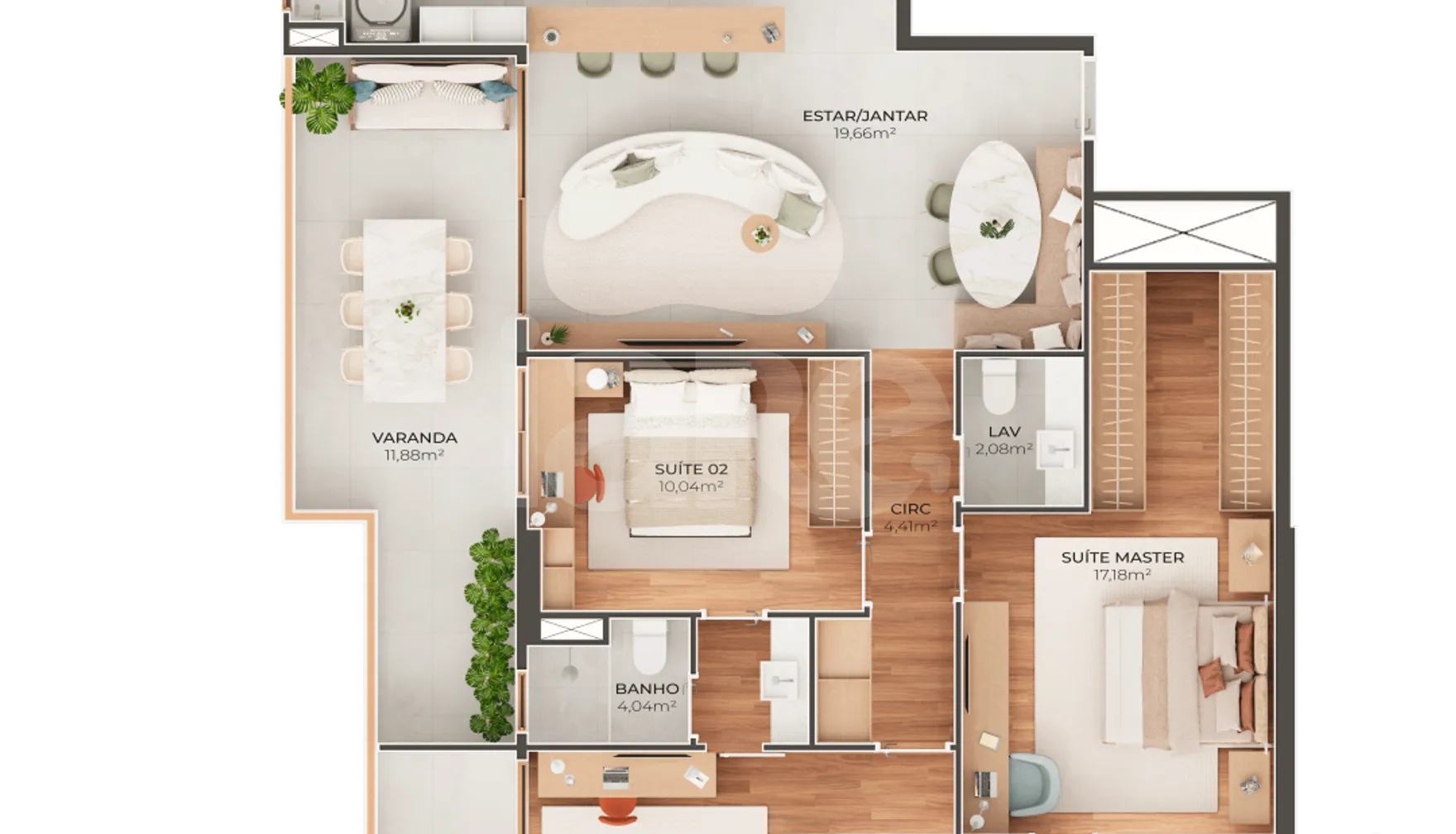 Planta — Apartamento 121,1 m²