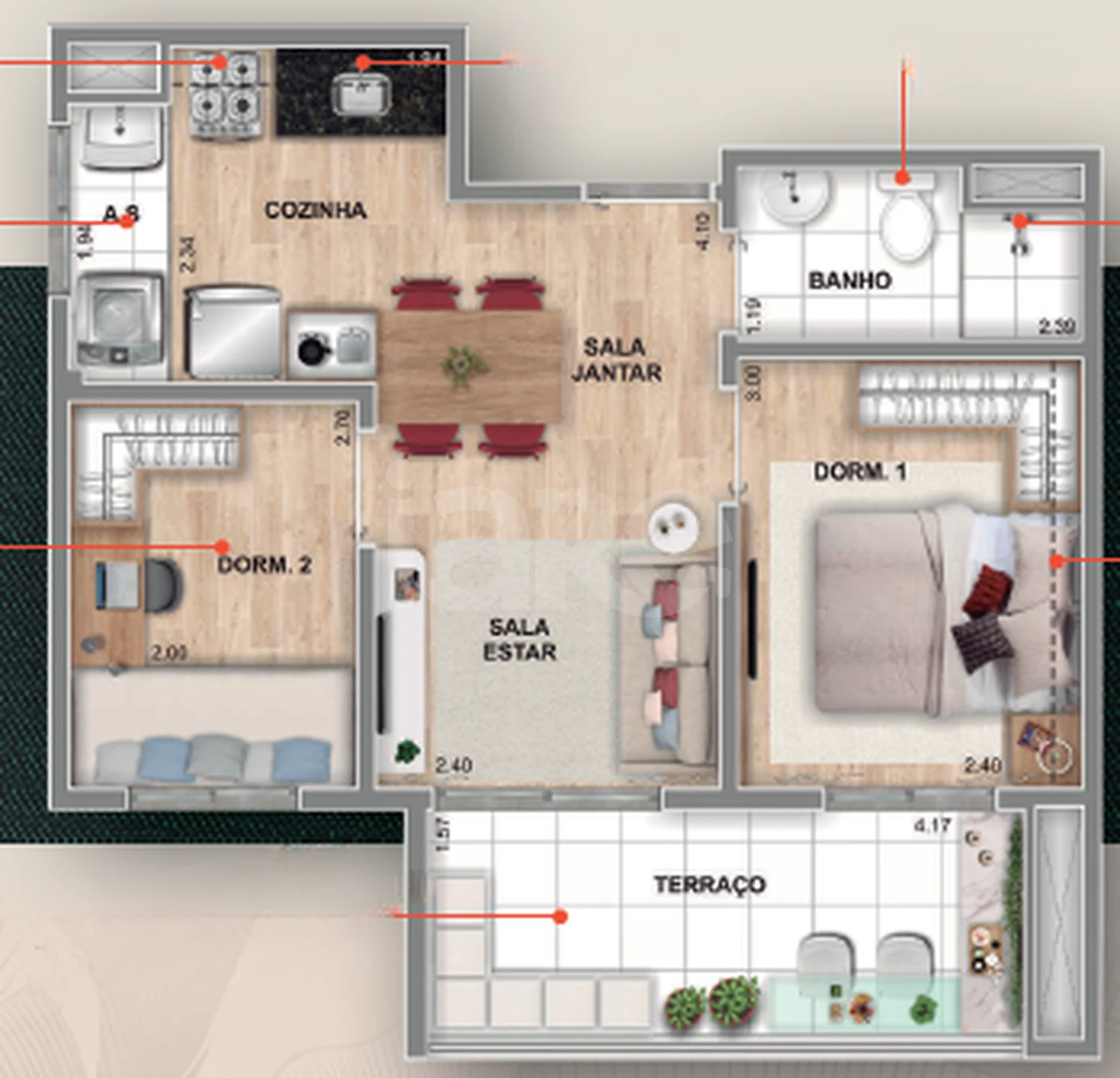 Planta — Apartamento 43,61 m²