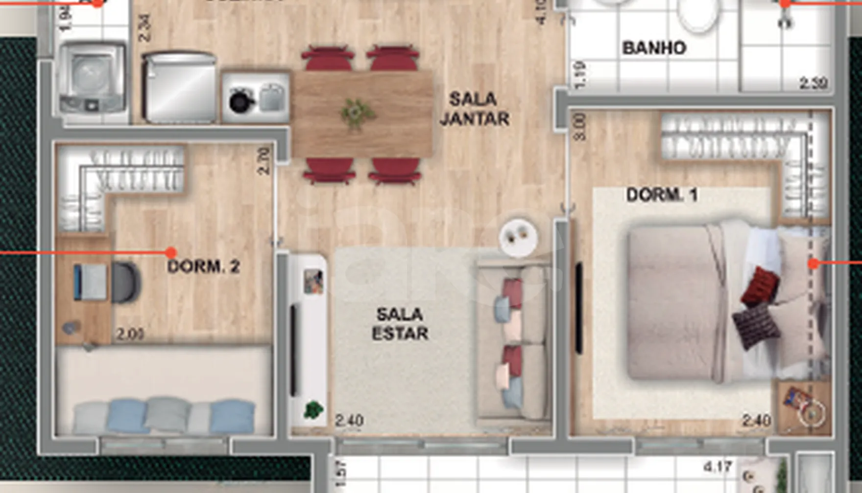 Planta — Apartamento 43,61 m²