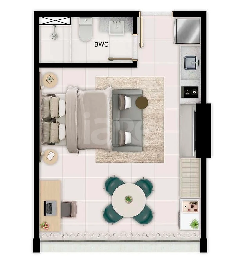 Planta — Studio 30,75 m²