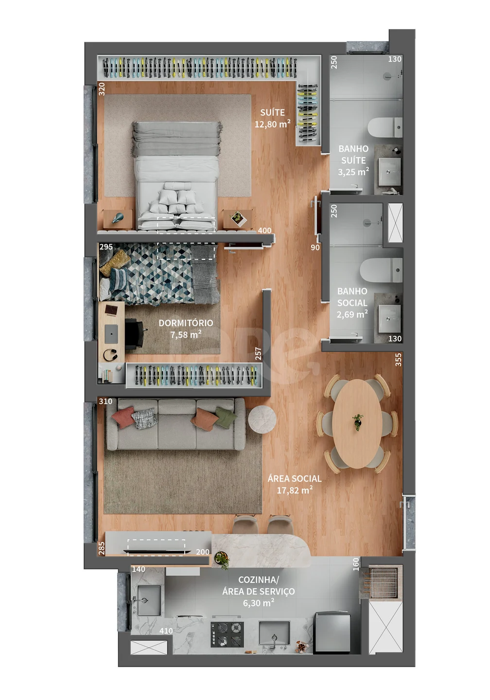 Planta — Apartamento 63,81 m²