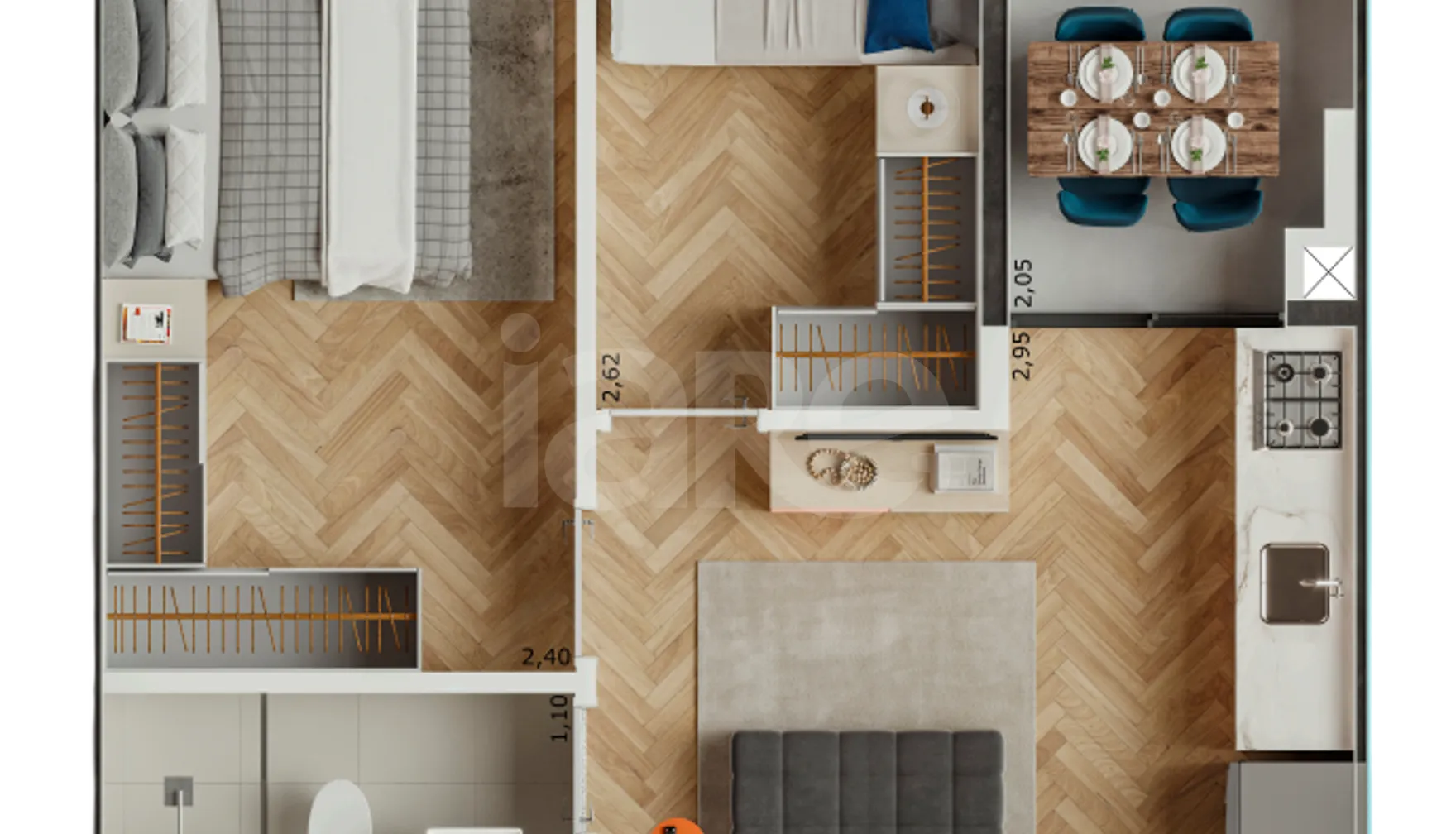 Planta — Apartamento 35,27 m²