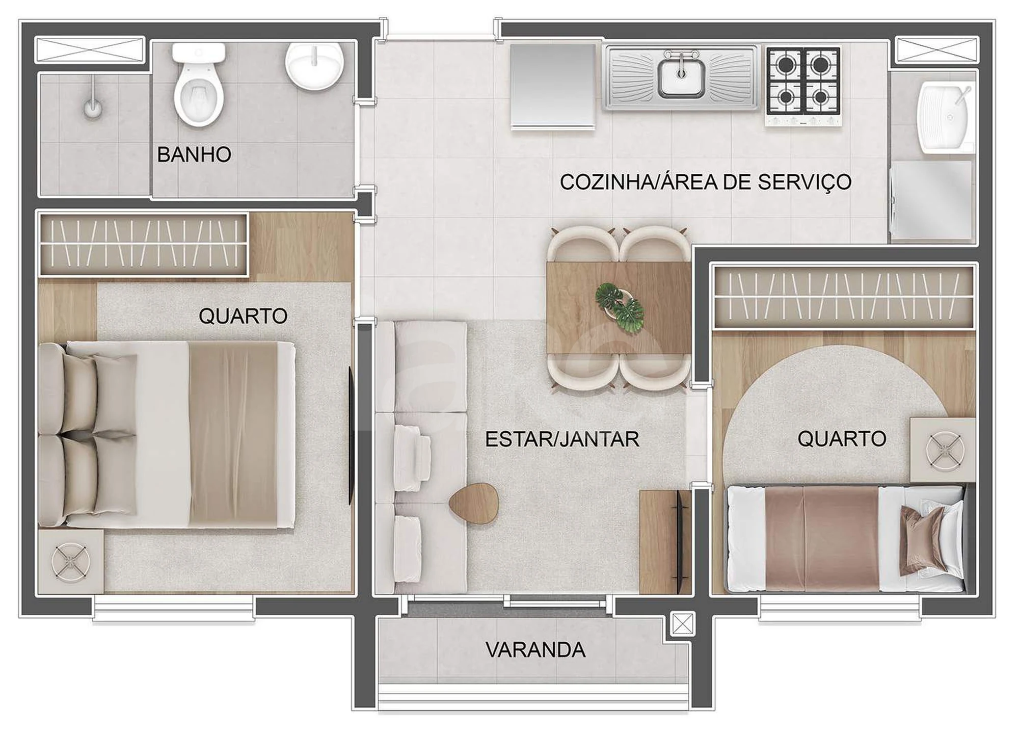 Planta — Apartamento 34,43 m²