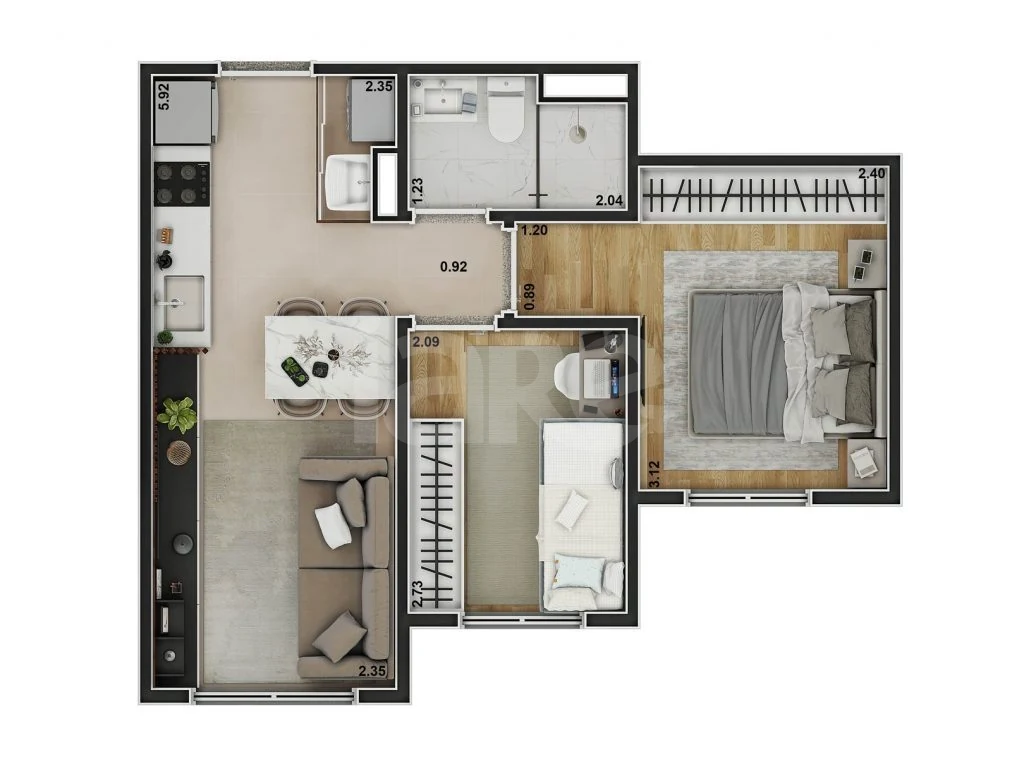 Planta — Apartamento 36,77 m²