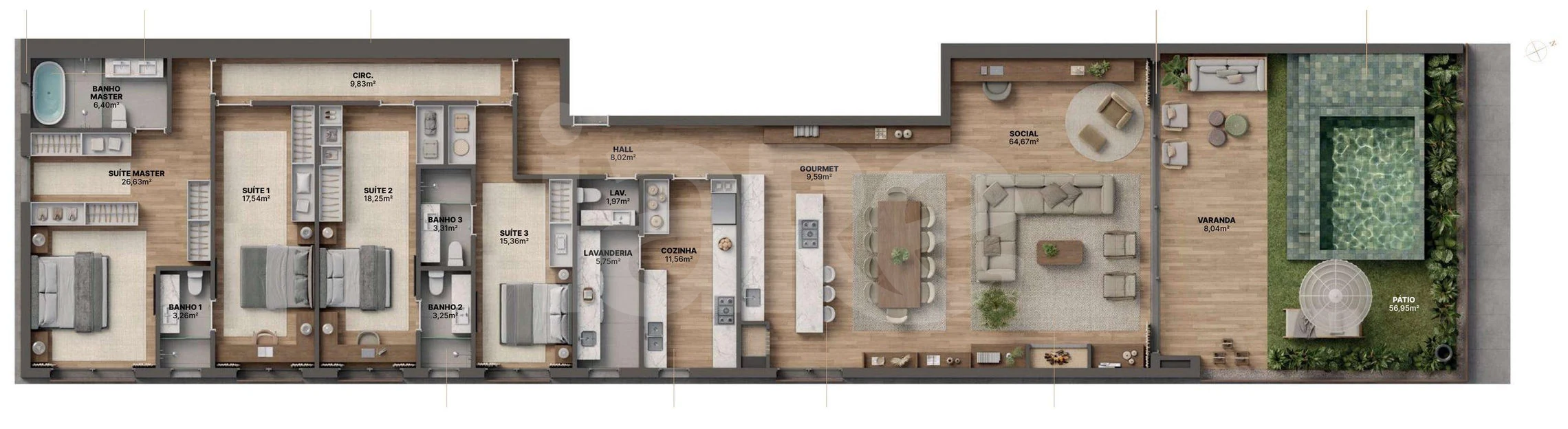Planta — Apartamento 301,79 m²