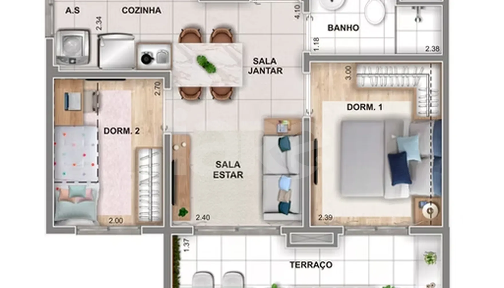 Planta — Apartamento 43,84 m²