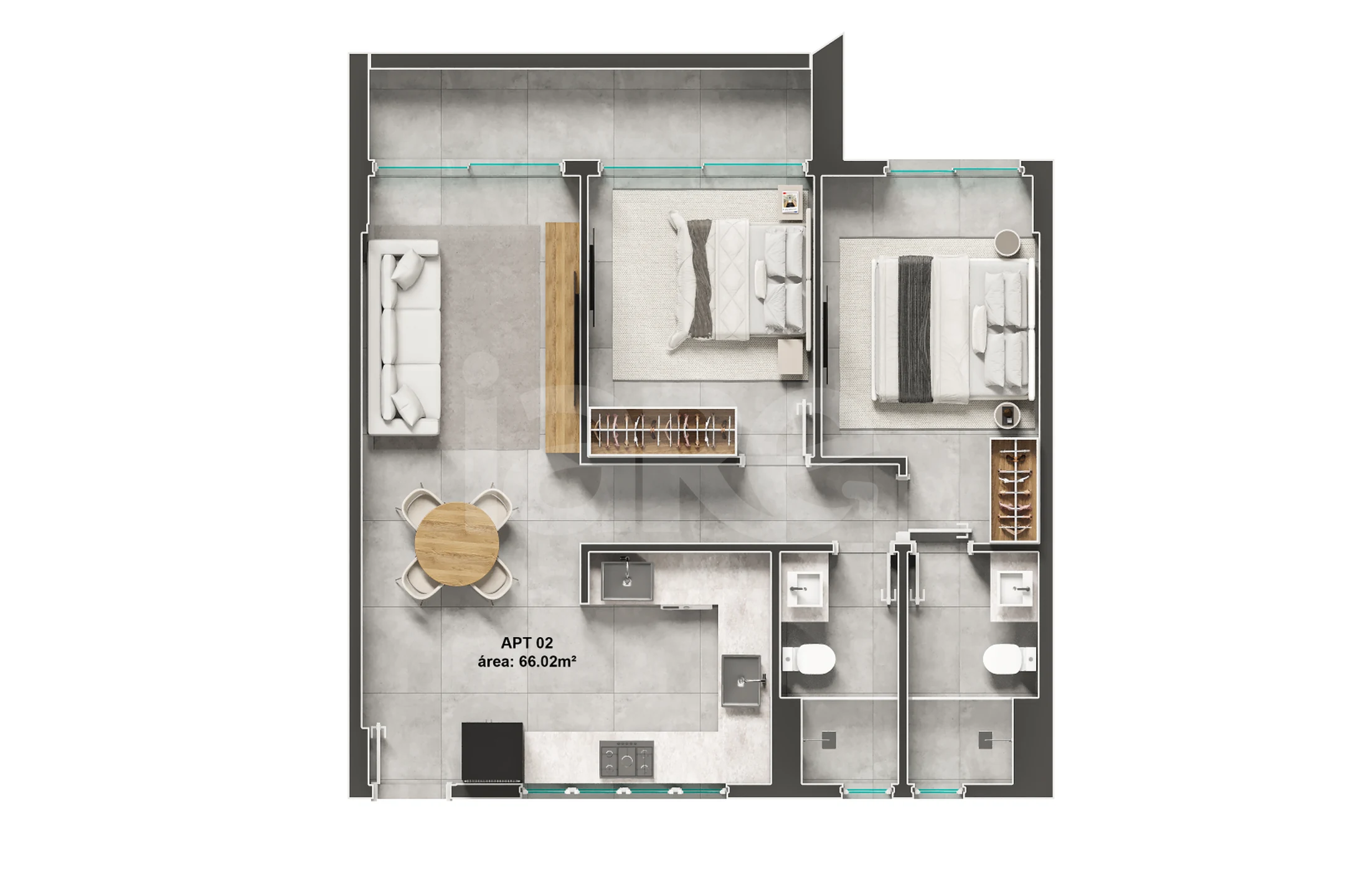 Planta — Apartamento 66,02 m²