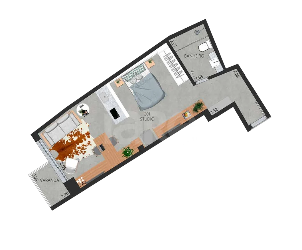 Planta — Studio 45,25 m²