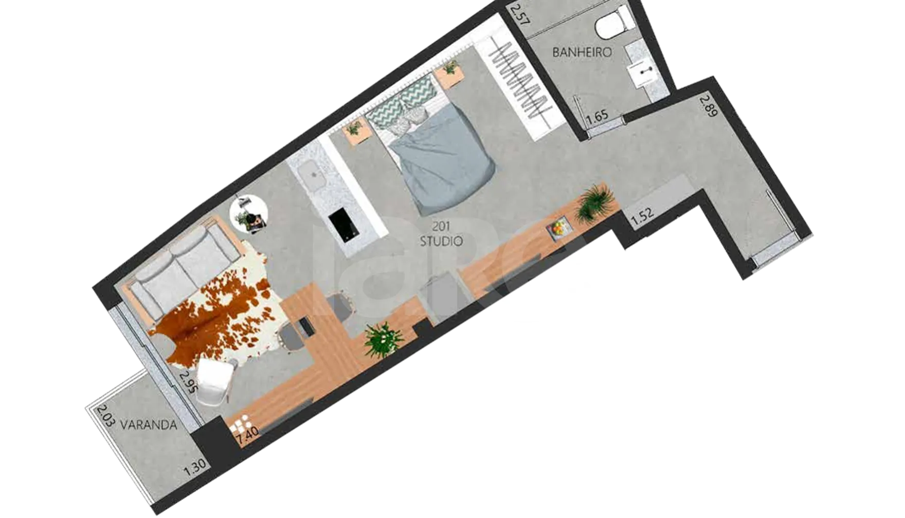 Planta — Studio 45,25 m²