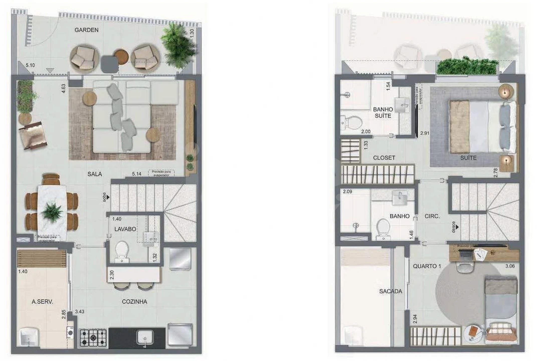Planta — Casa em Condomínio 88,02 m²