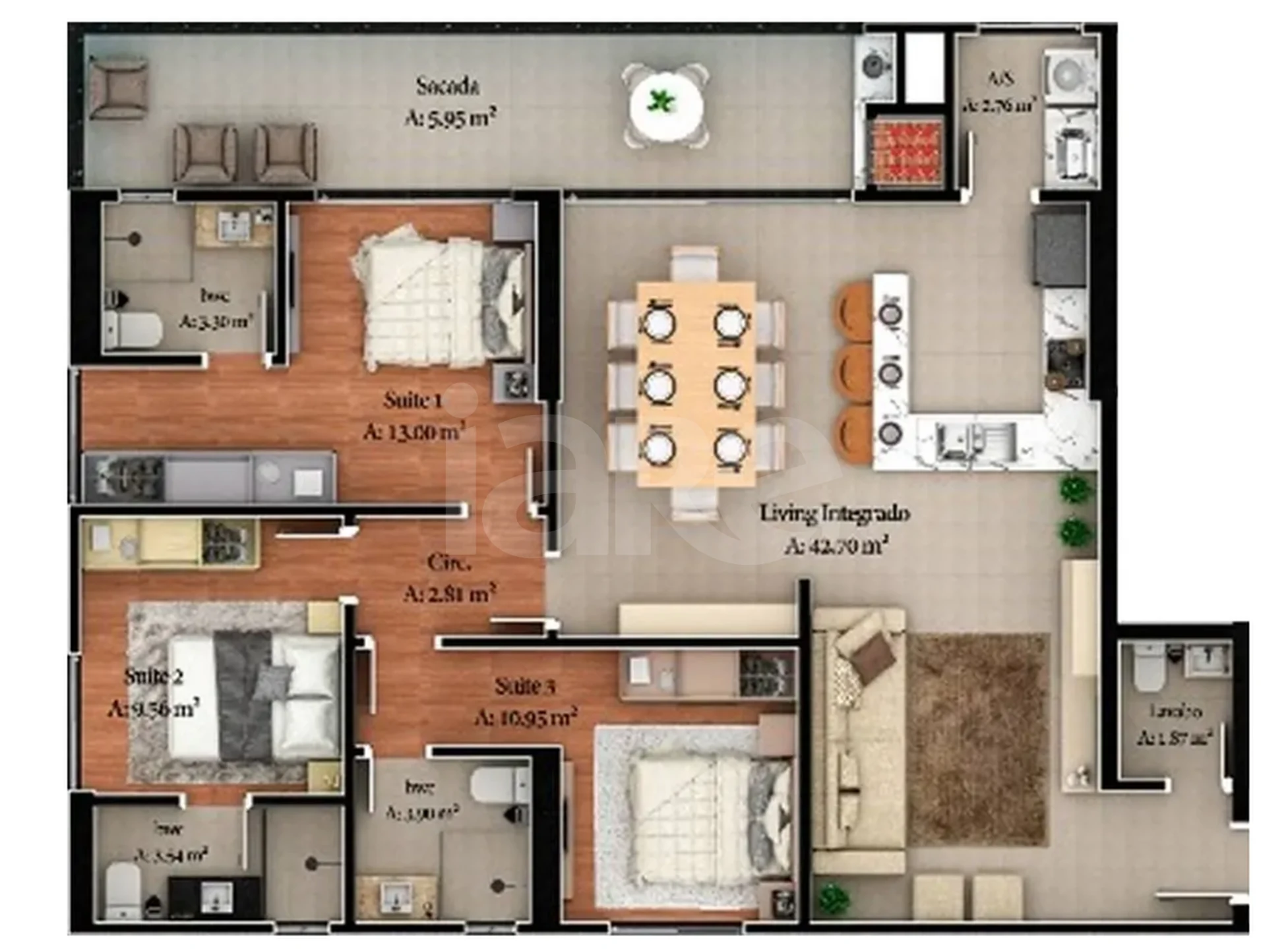 Planta — Apartamento 120 m²