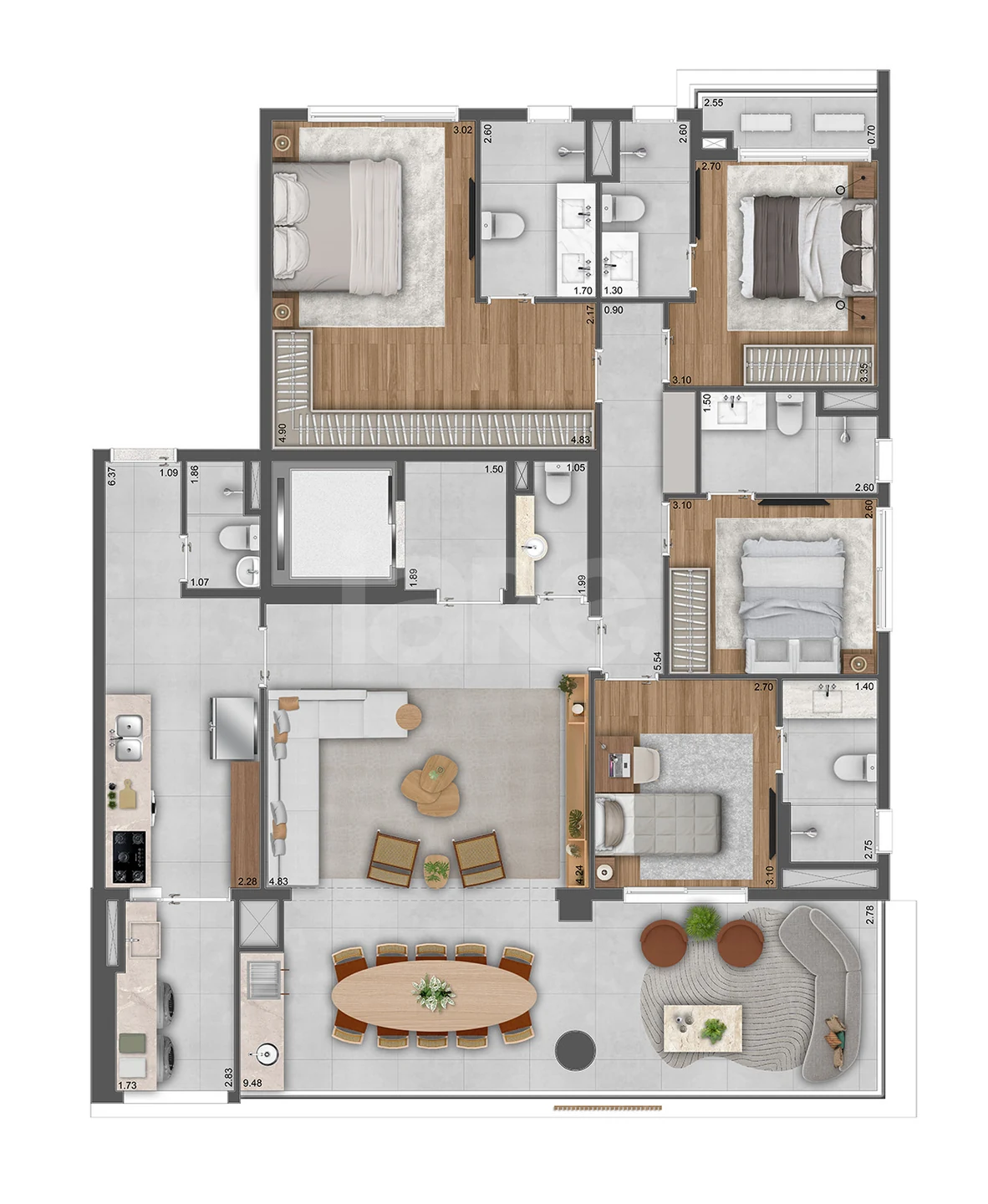 Planta — Apartamento 164,64 m²
