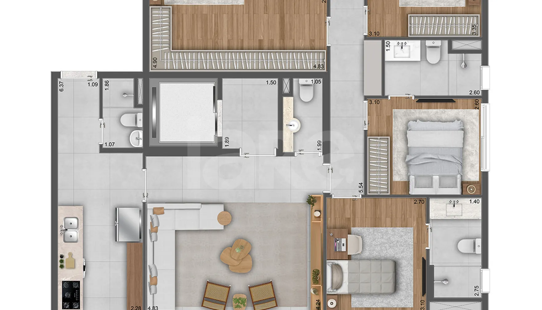 Planta — Apartamento 164,64 m²