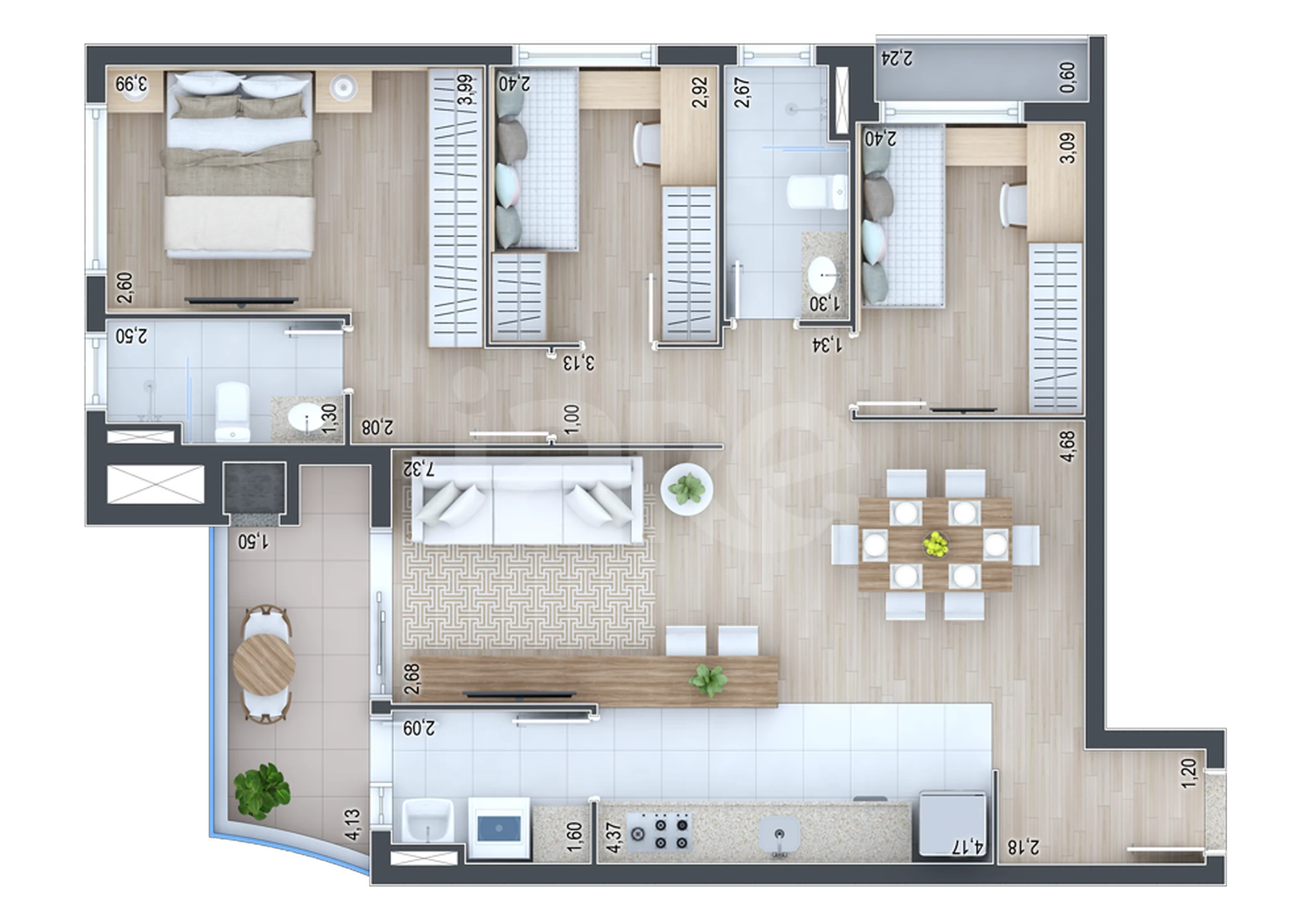 Planta — Apartamento 89,2 m²