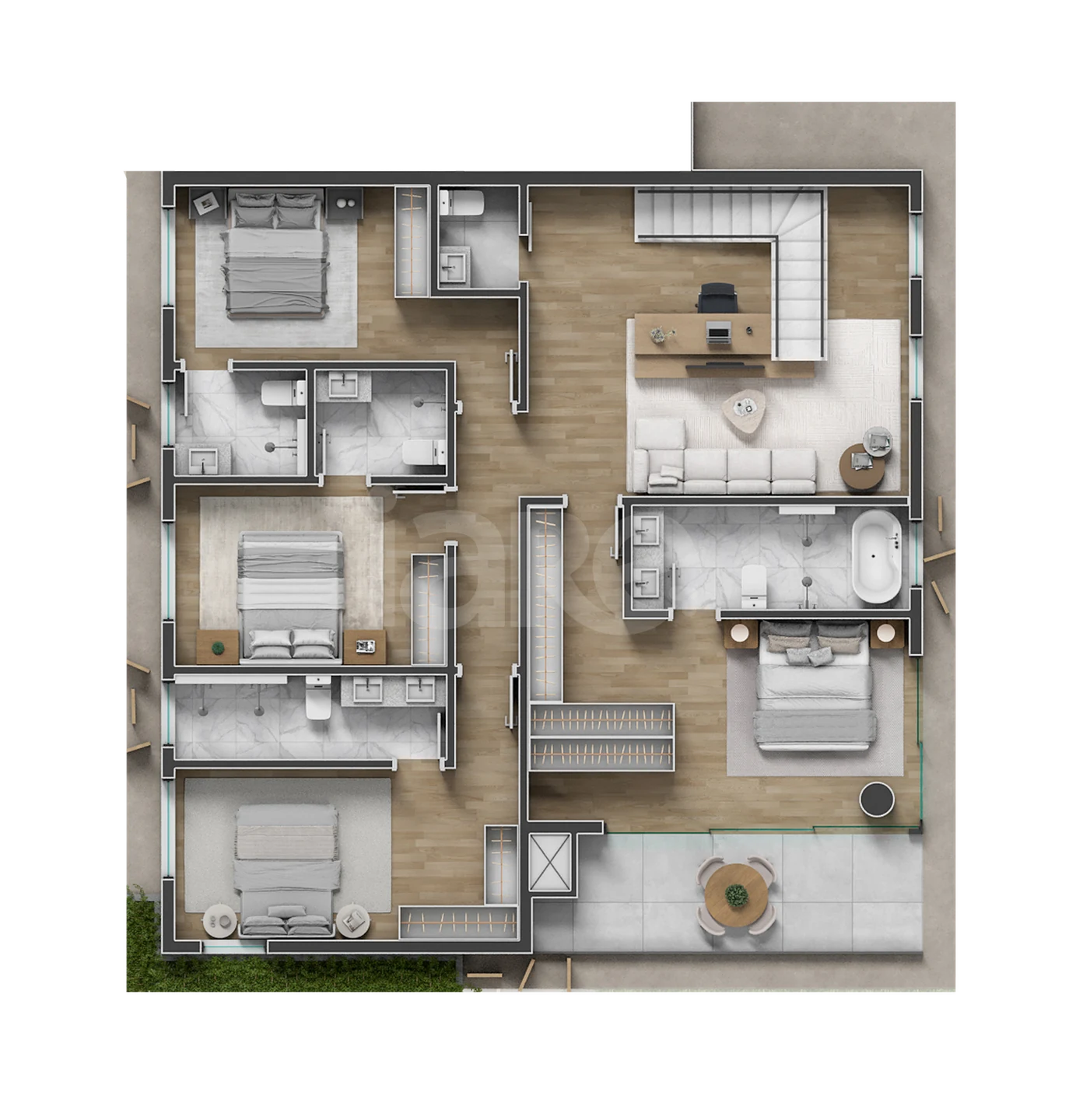 Planta — Cobertura Duplex 247,53 m² · 1º pavimento