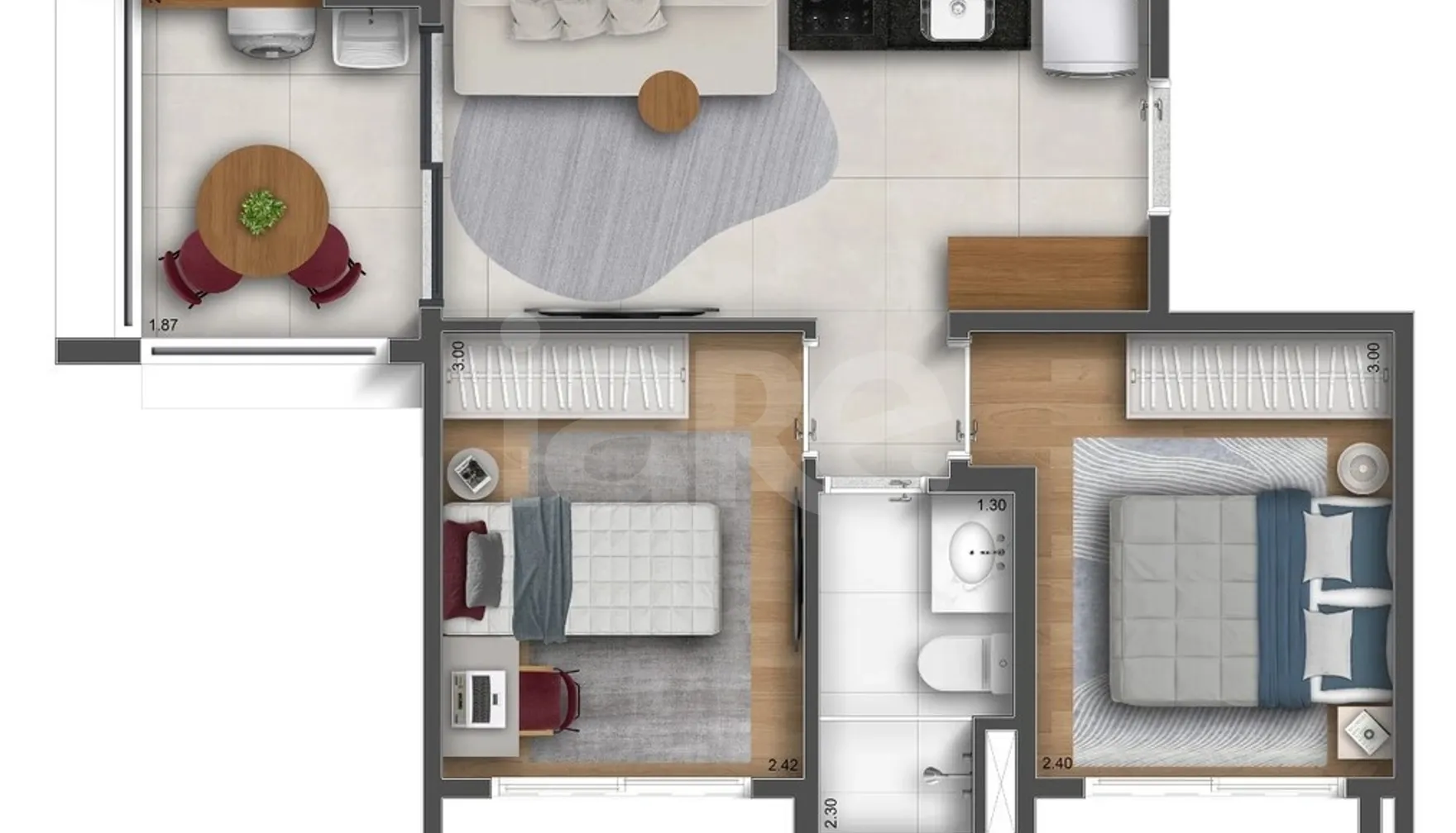 Planta — Apartamento 40,6 m²