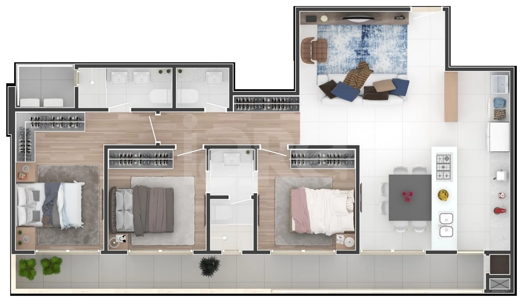 Planta — Apartamento 115,05 m²
