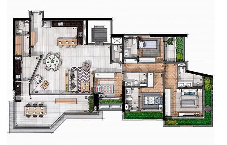 Planta — Apartamento 197,72 m²