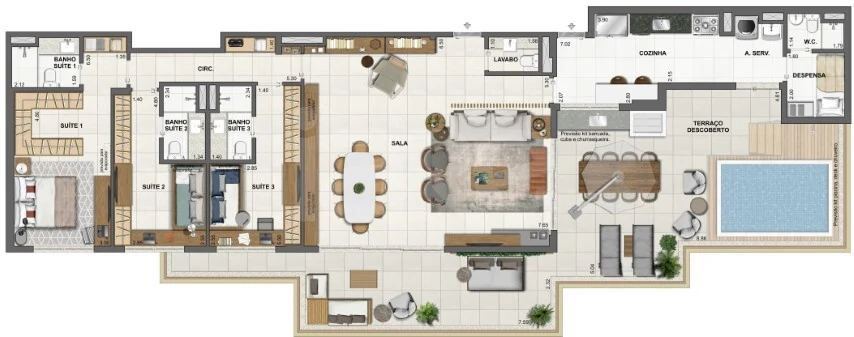 Planta — Cobertura Horizontal 212,78 m²