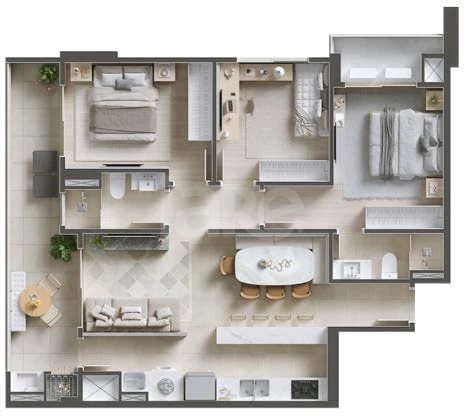 Planta — Apartamento 95,65 m²