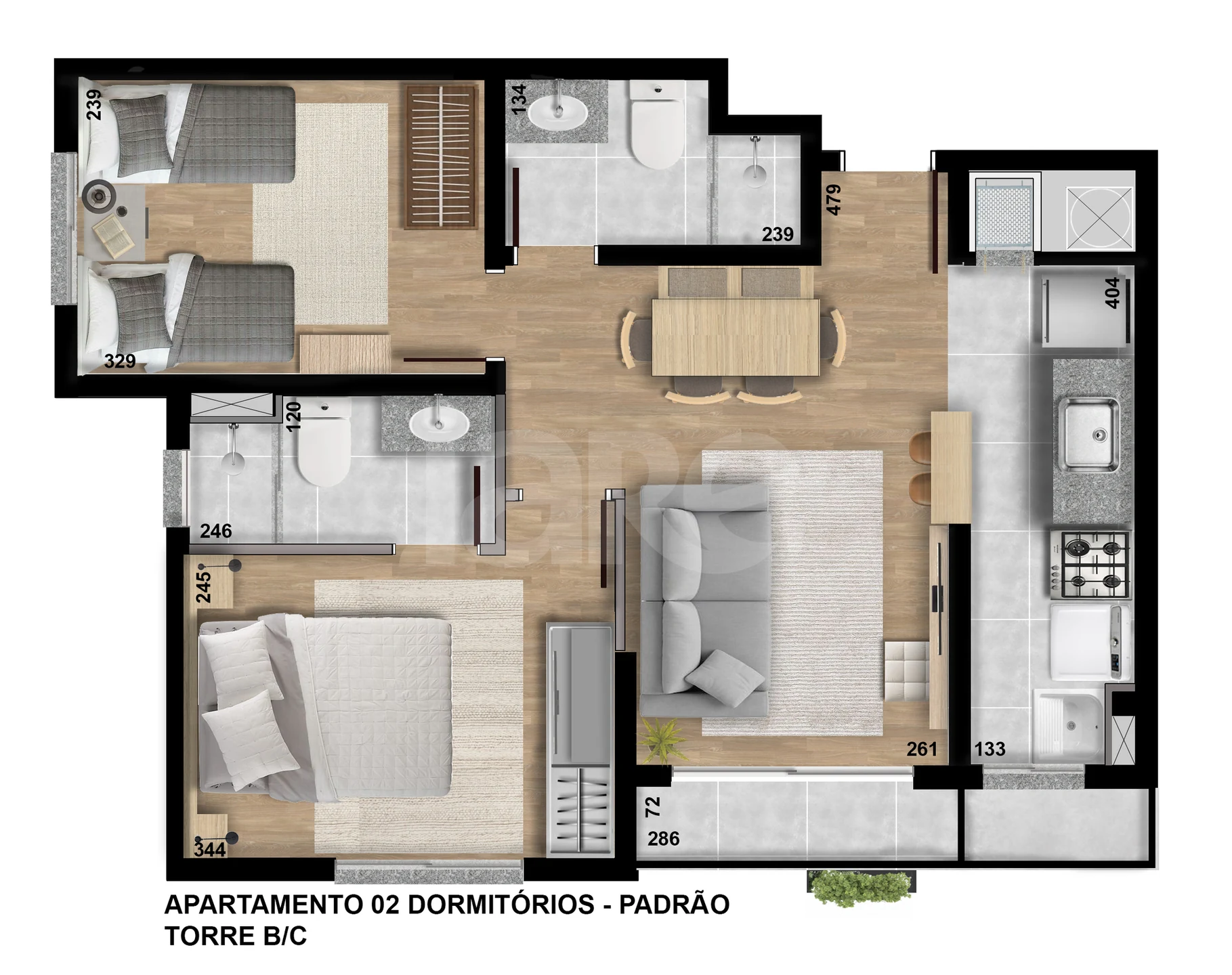 Planta — Apartamento 50,35 m²