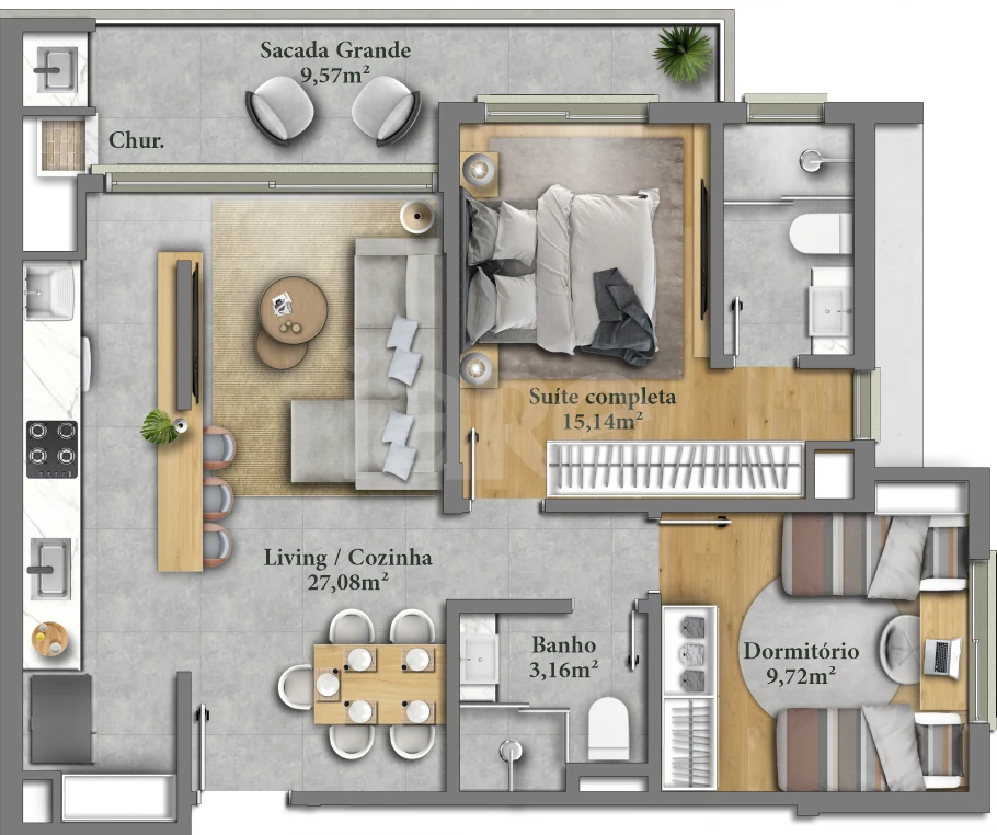 Planta — Apartamento 77,87 m²