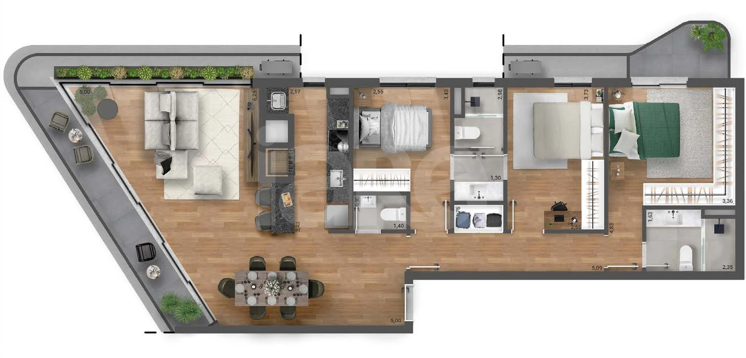 Planta — Apartamento 115,29 m²