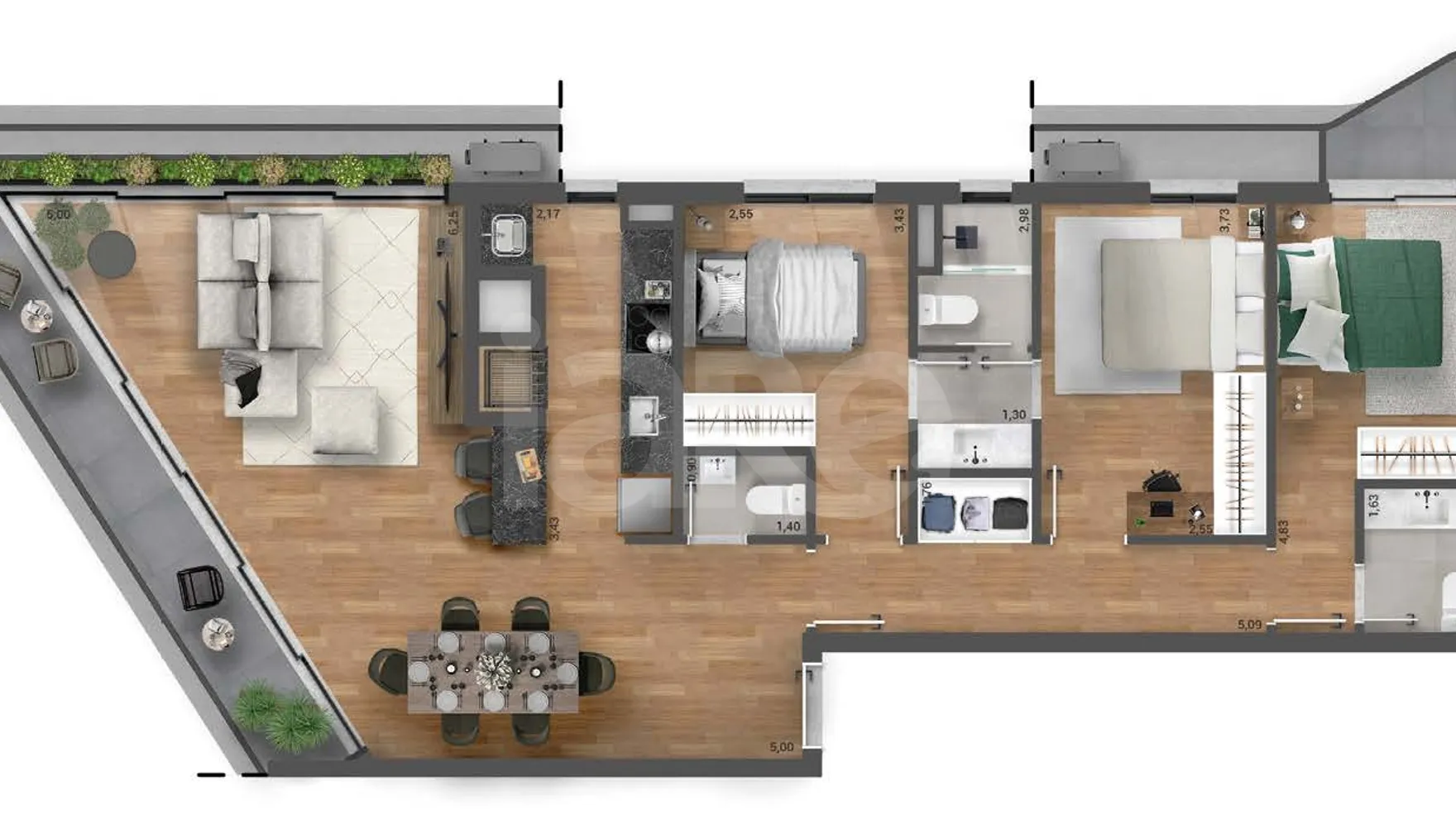 Planta — Apartamento 115,29 m²