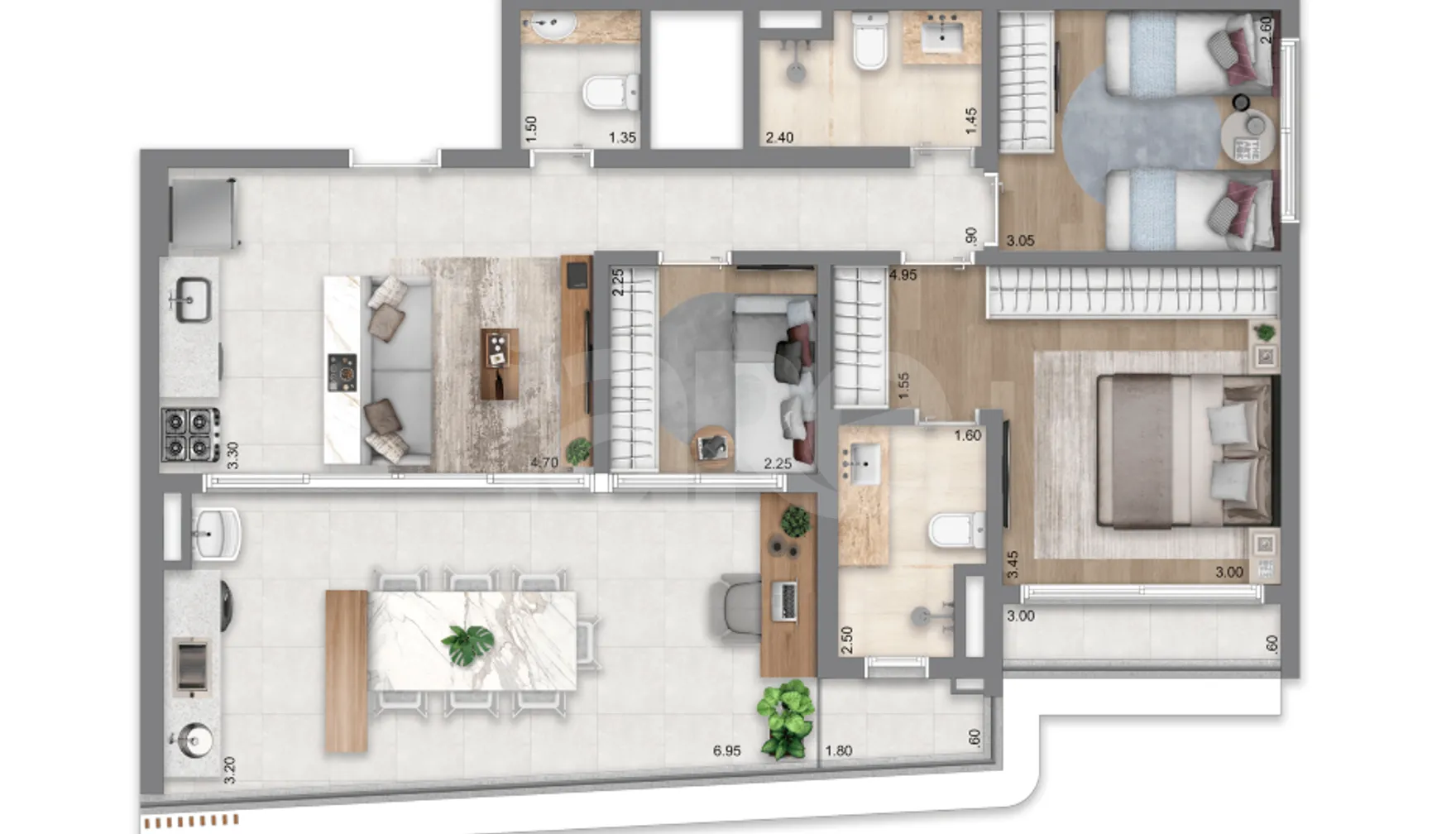 Planta — Apartamento 84,5 m²